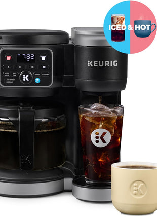 Keurig K-Duo Hot & Iced Single Serve & Carafe Coffee Maker, MultiStream Technology, 72oz Reservoir (Gen 2) | Multistream Tech, Brews K-Cup Pods and Grounds, Brew-over-Ice, Strong and Extra Hot, 6-12 Oz Cups, 6-12 Cup Carafe