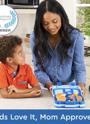 Bentgo Kids Bento-Style 5-Compartment Leak-Proof Lunch Box | Ideal Portion Sizes for Ages 3-7, Durable, Drop-Proof, Dishwasher Safe, PFAS & BPA-Free Materials (Blue)
