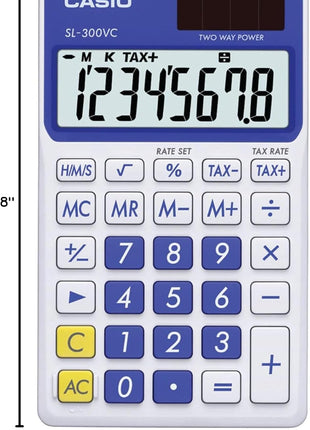Casio SL-300VC, Solar Powered Standard Function Calculator, Blue