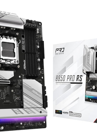 ASRock AMD AM5 B850 Pro RS Motherboard, AMD Ryzen 9000/8000/7000 Series, 4X DDR5 Slots up to 8000MHz, 24-Pin Power Connection, ATX, 21x USB Ports, PCIe 5.0