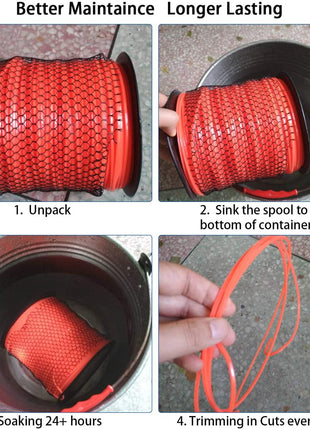 A ANLEOLIFE 5-Pound Commercial Square .095-Inch-by-1280-ft String Trimmer Line in Spool,with Built-in Line Cutter, Orange