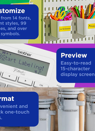 Brother P-Touch PTD220 Home/Office Everyday Label Maker | Prints TZe Label Tapes up to ~1/2 inch White