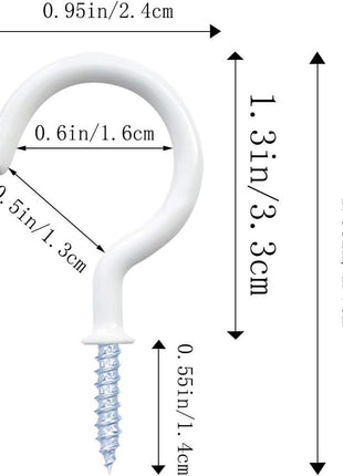 yuntop 12 Pack Vinyl Coated Ceiling Hooks, Multi-Function Wall Hooks for Indoors Outdoors (White, 1-1/4 Inch)