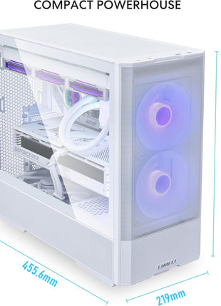 LIAN LI LANCOOL 207 Compact ATX RGB Gaming Computer Case, Airflow Optimized Mesh Panels Tower Chassis w/ 2x140mm ARGB,2x120mm PWM Fans Pre-Installed, USB Type-C Port, Tempered Glass Side Panel (White)