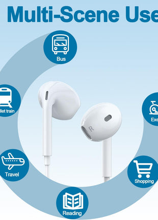 Docutca 2 Pack Wired Earbuds/Wired Headphones with 3.5mm Jack Earphones[MFi Certified] with Microphone Volume Control Compatible for iPhone,iPad,iPod,Computer,MP3/4,Android Most 3.5mm Audio Devices