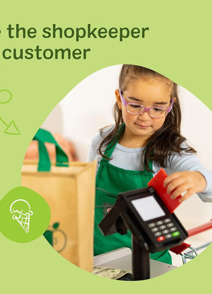 Melissa & Doug, Fresh Mart Pretend Grocery Store, Kids Cash Register with Scanner, Shelves, & Conveyor Belt, Kids Toys for Girls & Boys