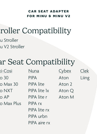 UPPAbaby Car Seat Adapter for Minu & Minu V2 - Fits Maxi-Cosi, Nuna, Clek