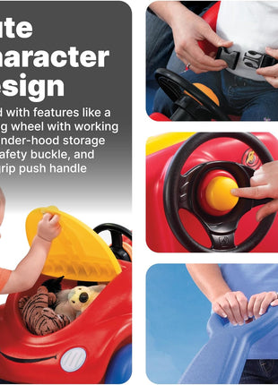 Step2 Push Around Buggy Kids Push Car, Ride On Car with Seat Belt and Horn, Toddlers Ages 18 Months - 3 Years Old, Max Weight 50 lbs., Easy Storage, Ideal Stroller Substitute, Red