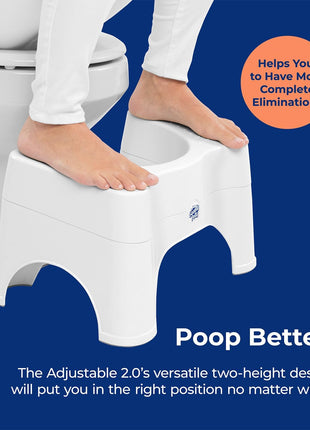 Squatty Potty The Original Bathroom Toilet Stool - Adjustable 2.0, Convertible to 7" or 9" Height with Removable Topper for Adults and Kids White