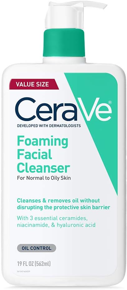 CeraVe Foaming Facial Cleanser | Daily Face Wash for Oily Skin | Hyaluronic Acid + Ceramides + Niacinamide| Fragrance Free | Non Drying Oil Control Face Wash | 19 Fluid Ounce