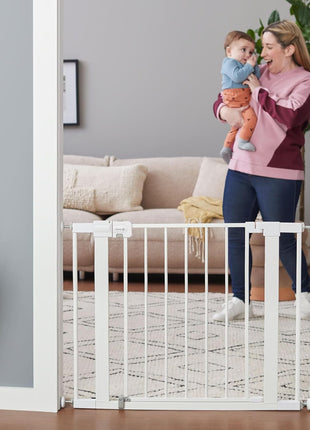 Safety 1st Easy Install Walk Thru Baby Gate for Doorway With Door, Dog Gates, Fits 29"-38", Easy Install 28" Tall, White