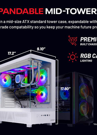 Skytech Gaming Azure 3 Gaming PC, AMD Ryzen 7 9800X3D 4.7GHz, AMD RX 9070XT 16GB VRAM, 2TB Gen4 NVMe SSD, 32GB DDR5 RAM 6000, 1000W Gold PSU, 360 ARGB AIO, WI-FI 5, Windows 11, Desktop
