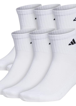 adidas Men's Socks, Athletic Cushioned Quarter 6-Pack, Ankle Fit with Arch Support, White/Black, Large
