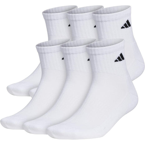 adidas Men's Socks, Athletic Cushioned Quarter 6-Pack, Ankle Fit with Arch Support, White/Black, Large