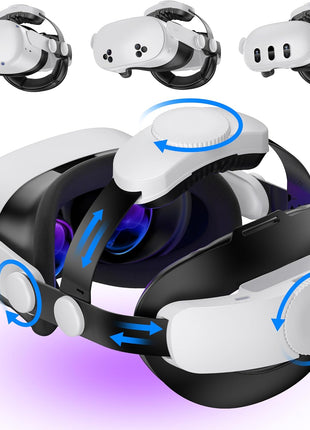 Kawaye for Meta Quest 3S/Quest 2/Quest 3 Head Strap, Double Knobs Adjustable Elite Strap Replacement,VR Headset Strap with Two Large Support Pad Enhanced Support, Reduce Pressure