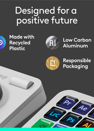 Logitech MX Creative Console, 9 Customizable LCD Keys, Stream Deck Accessories, Control Dial for Graphic Design, Adobe, Zoom, Spotify - Pale Grey, 3-Month Adobe Creative Cloud Membership