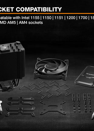 be quiet! Dark Rock 5 CPU air Cooler | Extremely high Cooling Performance | 6 high-Performance Heat Pipes | Silent Wings 4 120mm PWM Fan | high RAM and VRM Cooler Compatibility | BK035