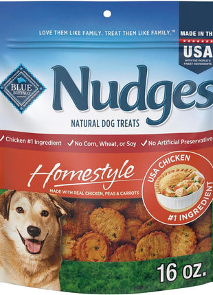 Blue Buffalo Nudges Grillers Natural Dog Treats, Made in the USA with Real Steak, 16-oz Bag