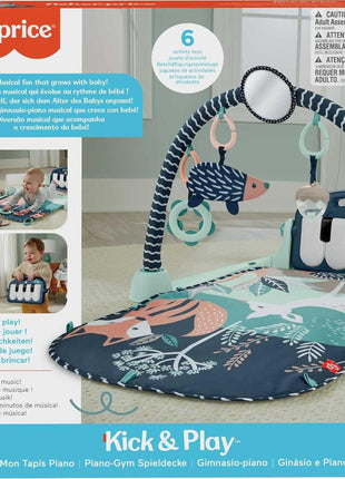Fisher-Price Baby Playmat Kick & Play Piano Gym with Musical and Sensory Toys for Newborn to Toddler, Navy Fawn