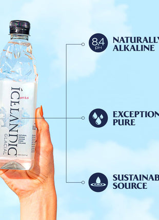 Icelandic Glacial Natural Spring Alkaline Water, 16.9 Fl Oz (Pack of 24) | Natural Spring Alkaline Water