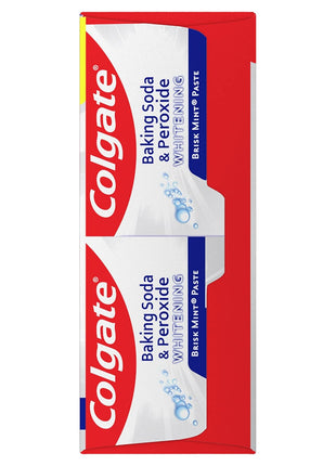 Colgate Baking Soda & Peroxide Toothpaste - Whitens Teeth, Fights Cavities & Removes Stains, Brisk Mint, 6 Ounce (Pack of 2)