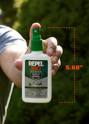 Repel 100 Insect Repellent, 4 Ounces, With DEET, 10-Hour Protection Long-Lasting Insect Repellent Pump Spray Repels Mosquitoes, Ticks, Gnats, Biting Flies, Chiggers And Fleas