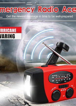 RunningSnail Emergency Hand Crank Radio With LED Flashlight For Emergency, AM/FM NOAA Portable Weather Radio With 2000mAh Power Bank Phone Charger, USB Charged & Solar Power For Camping, Emergency