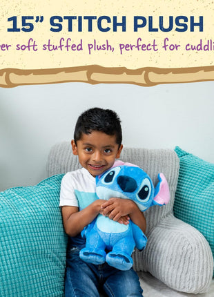 Disney Baby Lilo & Stitch Soft Huggable Stuffed Animal Cute Plush Toy for Toddler Boys and Girls, Gift for Kids, Blue Stitch 15 Inches