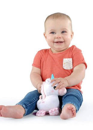 Bright Starts Unicorn Sparkle & Shine Plush Take-Along Stroller or Carrier Toy, Ages 0 Month+, Pink