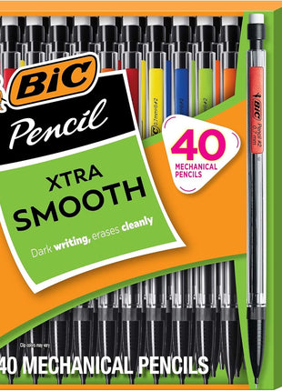 BIC Xtra Smooth Mechanical Pencil with 0.7 mm Medium Point, Refillable and Retractable, 40-Count Pack