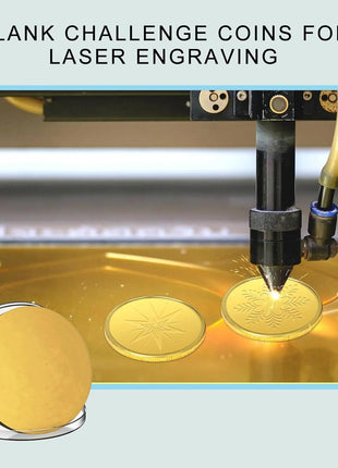 Blank Coins for Laser Engraving Blank Challenge Coins Bulk, Zinc Alloy Engraving Coin Blanks, Metal Stamping Blanks 40mm Diameter with Plastic case for DIY Crafts (Gold-10pcs)