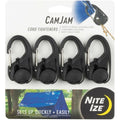Nite Ize CamJam Cord Tightener - Tie Down Rope Tightener with Carabiner Clip - Lightweight Utility Cord Tightener for Camping Accessories & Hiking Gear - 4 Pack
