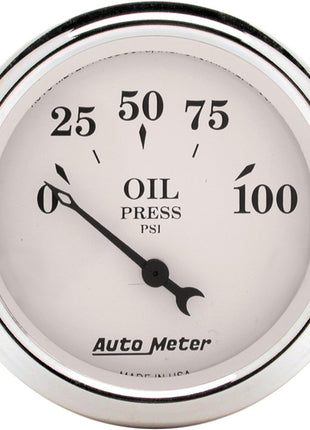 AUTO METER 1628 Old TYME White Mechanical Oil Pressure Gauge,2.3125 in.