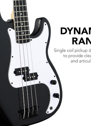 Best Choice Products Full Size Beginner 4-String Electric Bass Guitar, Wooden PB-Style Bass Starter Set w/Padded Carrying Case - Black/White