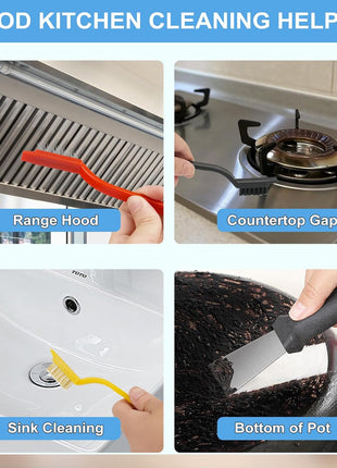 Dfacio 11Pcs Crevice Cleaning Brush Set, Hard Bristle Cleaning Supplies for Kitchen, Bathroom, Corner, Grout, Sink