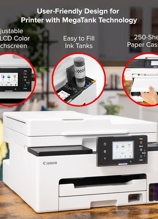 Canon MegaTank MAXIFY GX2020 All-in-One Wireless Color Printer – Print, Copy, Scan with Duplex Printing – Refillable Tank System, Compact Desktop Design – Wireless Print Scan Copy for Home & Office