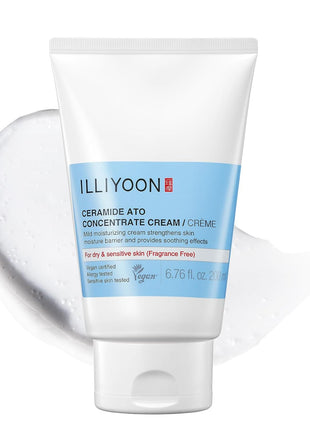 Illiyoon Ceramide Ato Concentrate Cream | Moisturizer for Dry & Sensitive Skin, 100hr Lasting Hydration, For Face & Body, Gentle for Infants, Moisture Barrier Repair, Vegan Certified, 6.76 fl.oz.