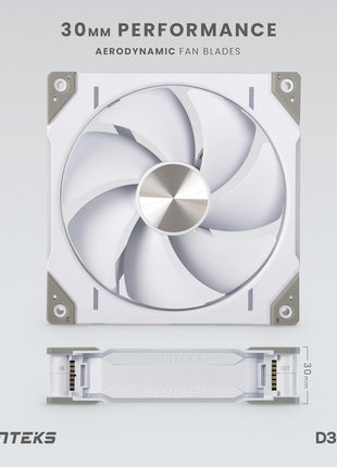 Phanteks D30-140 DRGB PWM Fan 3Pack, Premium D-RGB Performance Fans, ARGB/DRGB Lighting, Daisy-Chain Fan Linking System, 3Pack (White)