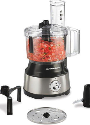 Hamilton Beach Food Processor & Vegetable Chopper for Slicing, Shredding, Mincing, and Puree, 10 Cups + Easy Clean Bowl Scraper, Stainless Steel (70730)