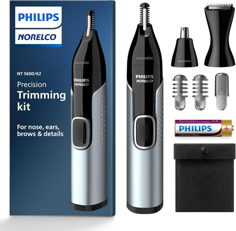 Norelco Philips Nose Trimmer 5000 for Nose, Ears, Eyebrows Trimming Kit, NT5600/62