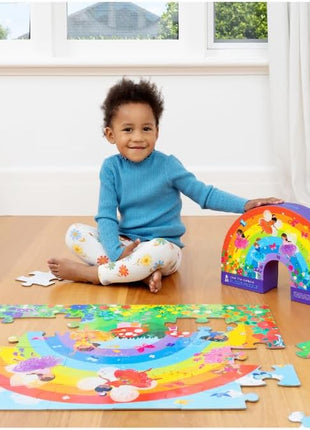 Crocodile Creek 36-Piece Jigsaw Floor Puzzle - Fun Floor Puzzles for Kids Ages 3-5 - Heavy-Duty Shaped Box for Storage - Over The Rainbow - 24" W x 18" H Finished