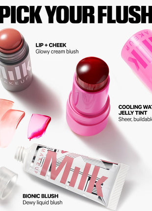 Milk Makeup Cooling Water Jelly Tint – Long-Lasting Sheer Lip + Cheek Stain with Firming Vegan Collagen + Hydrating Aloe – Transfer Proof, Buildable Lip Tint + Blush
