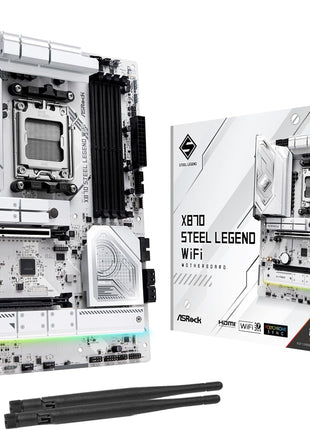 ASRock X870 Steel Legend WiFi 7 AMD Ryzen Socket AM5 ATX Motherboard DDR5 DIMMs 8000 MHz 256 GB SATA3 6.0 Gb/s USB4 M.2