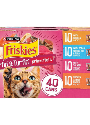 Purina Friskies Gravy Wet Cat Food Variety Pack, Surfin芒聙聶 and Turfin芒聙聶 Prime Filets Favorites - (Pack of 40) 5.5 oz. Cans