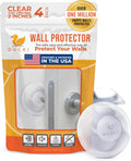 Ducki Door Stop Wall Protector | Self Adhesive Door Knob Wall Protectors from Door Knobs | Rubber Door Stoppers for Wall Damage & Noise | Durable, Shock Absorbent & Discreet | 4 Pack Clear Door Stops