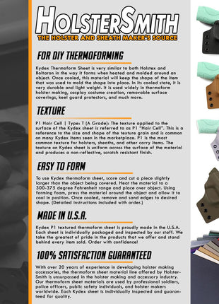 KYDEX Thermoform Sheet - (P1 Texture) - (.060 Thickness) - (8in x 12in) - (Black) - (2 Sheets) - DIY Holster Making, Airsoft Armor, Cosplay Uniforms, RC Models