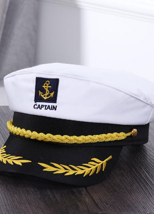 Adult Yacht Captain Hat White Sailor Hat for Women Men Yacht Boat Sailor Captain Cap Marine Admiral Halloween Costume Party Cosplay Accessory