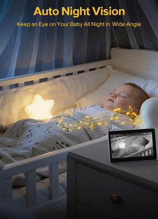 Baby Monitor, Baby Monitor with Camera and Audio, Secure No WiFi, Pan Tilt Video Camera with Night Vision, VOX, 2-Way Talk, 1300ft, Portable Video Audio Monitor Ideal for Baby/Elderly/Pet