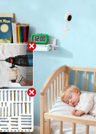 Portable Baby Monitor Mount Compatible with Nanit Smart Pro Baby Monitor & Flex Stand,8inches Flexible Arm with Adjustable Clip Secure Crib,Baby Camera Mount Without Tool or Wall Damage