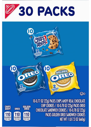 Nabisco Sweet Treats Cookie Variety Pack OREO & CHIPS AHOY!, 30 Snack Packs | 2 Cookies Per Pack, Individually Wrapped